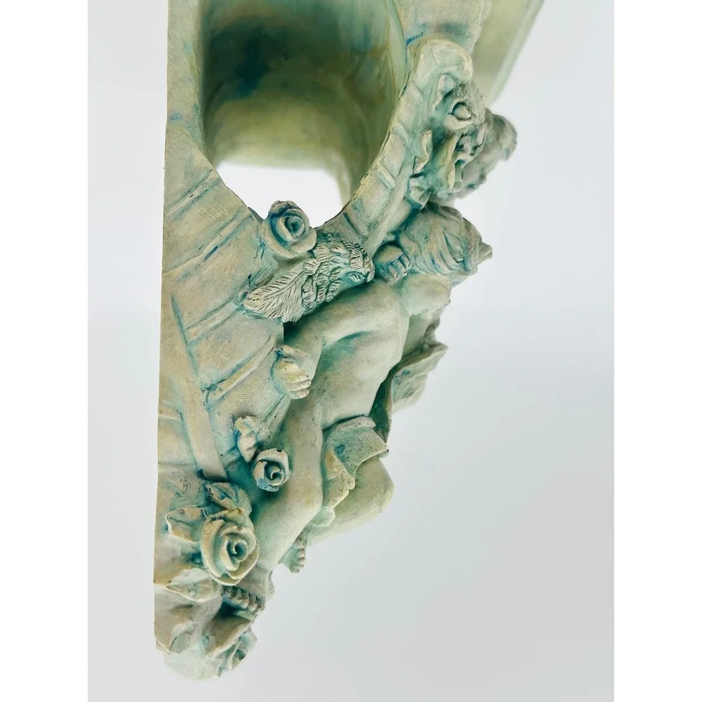 Wangs International Cherub Corbel Wall Shelf Pair Verdigris Resin WMC13